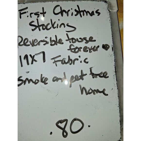 Babys First Christmas Stocking With Vintage-Inspired Print White Tree Cuff - Picture 7 of 7